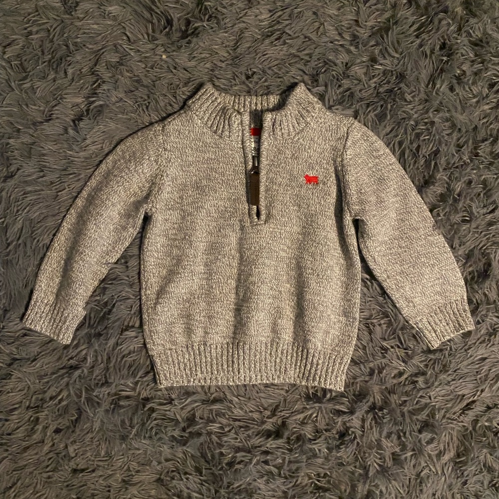 Carter's Gray Knit Sweater with Red Stripe
